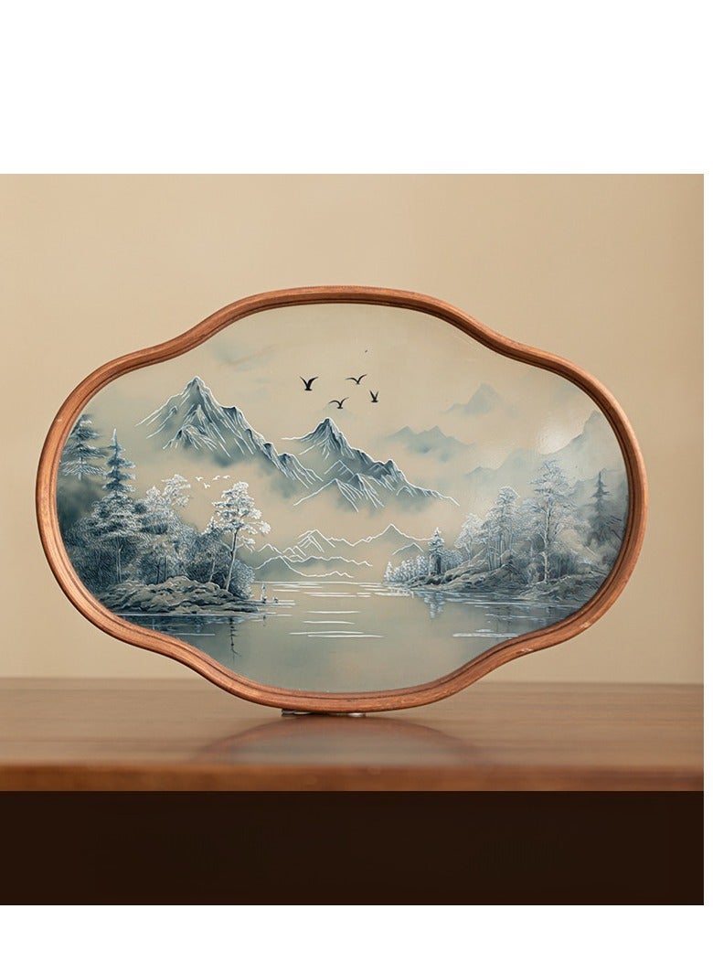 New Chinese Style Landscape Bamboo Glass Household Tea Cup And Tea Set High-End Tray  - Image 1