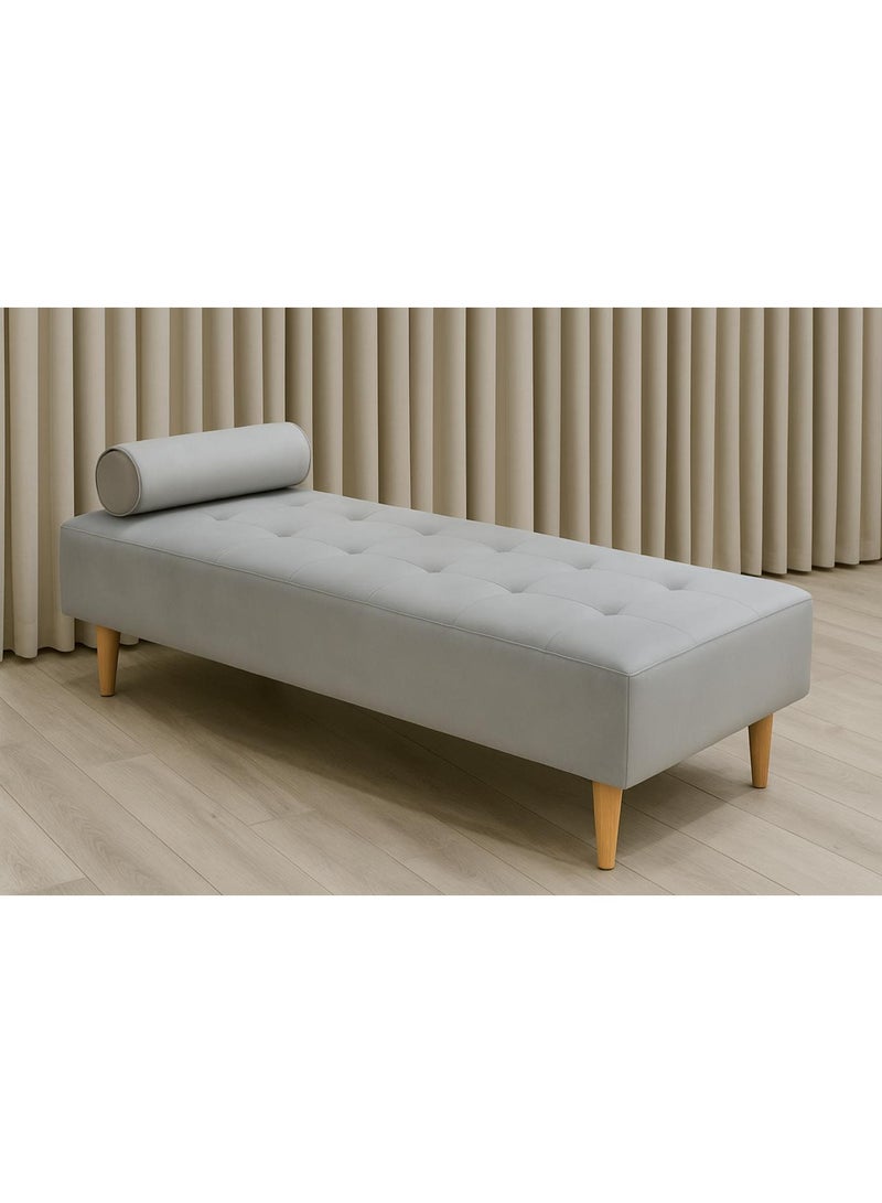 هاوس ون أريكة الاسترخاء الملكية | صوفا عملية تجمع بين الأريكة الكلاسيكية وراحة الاسترخاء اليومية، بتصميم مخملي فاخر ‎180×70×50 سم - رمادي فاتح - Image 1