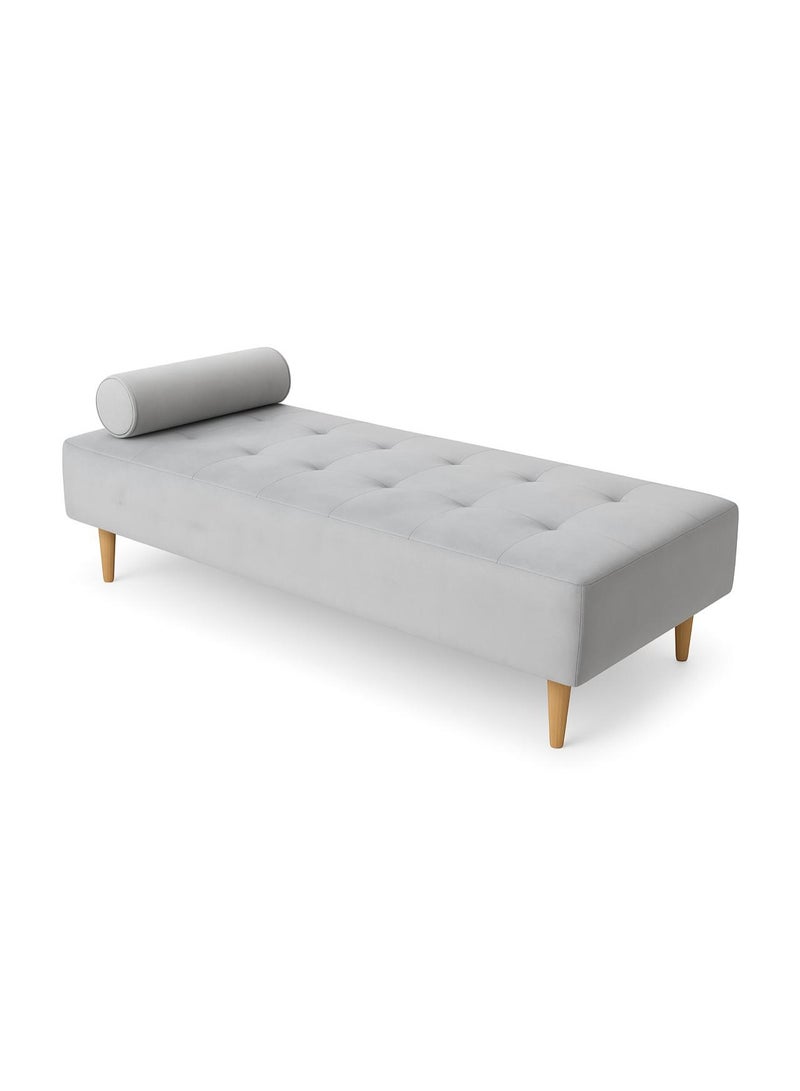 هاوس ون أريكة الاسترخاء الملكية | صوفا عملية تجمع بين الأريكة الكلاسيكية وراحة الاسترخاء اليومية، بتصميم مخملي فاخر ‎180×70×50 سم - رمادي فاتح - Image 4