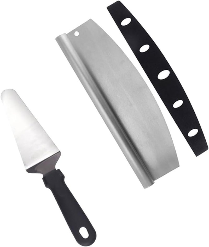 Pizza Cutter and Pizza Peel Set Stainless Steel with Pp Sheath Semi-circular Sharp Blade for Home Baking 2pcs Set - Image 1