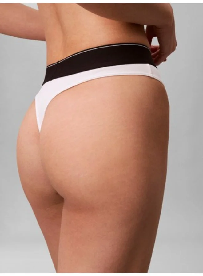 Calvin Klein white Stretch Thong - Graphic Monogram Microfibre for Women | Best Price UAE