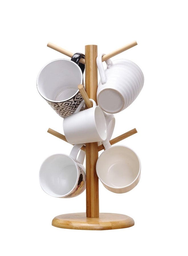 HOMESTAR Wooden Cup Holder, Coffee Cup Organiser, Cup Stand, Kitchen Coffee Mug Rack, Wooden Cup Holder, Table Coffee Mug Holder with 6 Hooks - Image 4