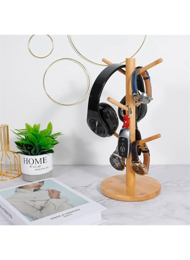 HOMESTAR Wooden Cup Holder, Coffee Cup Organiser, Cup Stand, Kitchen Coffee Mug Rack, Wooden Cup Holder, Table Coffee Mug Holder with 6 Hooks - Image 2