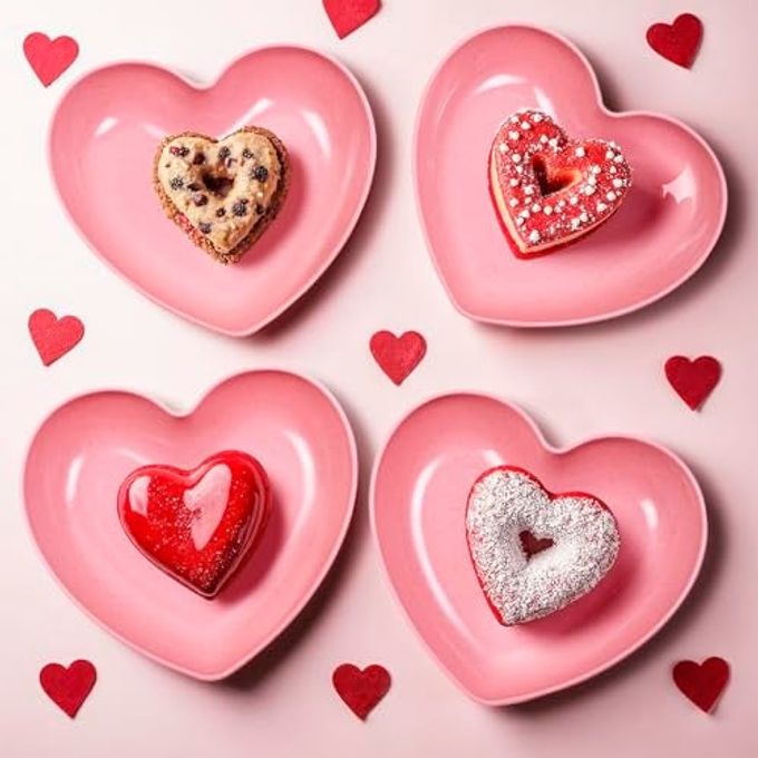 MATICAN Heart Shaped Plates, 10-Pack Pink Heart Shaped Dinner Plates Dinnerware Dishes for Valentine's, Birthdays, Bridal Showers, Baby Showers, 5.9 x 5.3 x 1.2 Inches - Image 5