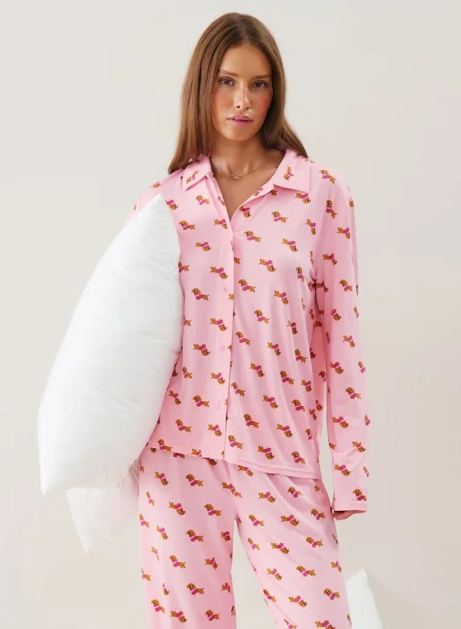 انديز طقم بيجامة جيرسيه بطبعة الألماني