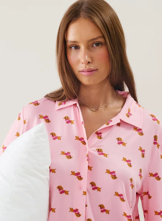 انديز طقم بيجامة جيرسيه بطبعة الألماني