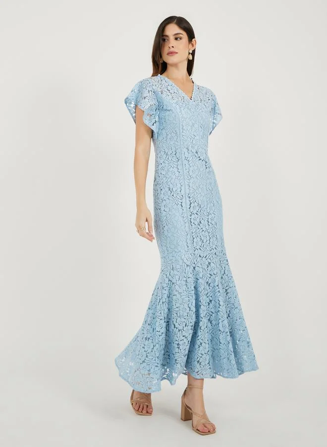 ستايلي Lace Flounce Midi Dress