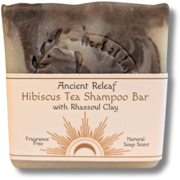 Hibiscus Tea Shampoo Bar, with Rhassoul Clay, Tallow, Fragrance-Free, Cleansing, Nourishing, Refreshing, Volumizing, Hydrating 1 Bar. 5oz.