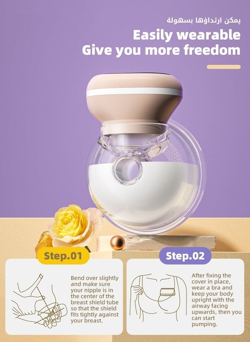 MIXDE Electric Wearable Hands-Free Breast Pump with 30 PCS Breastmilk Storage Bags, Low Noise & Painless, LCD Display, 3 Modes & 9 Levels - Image 2