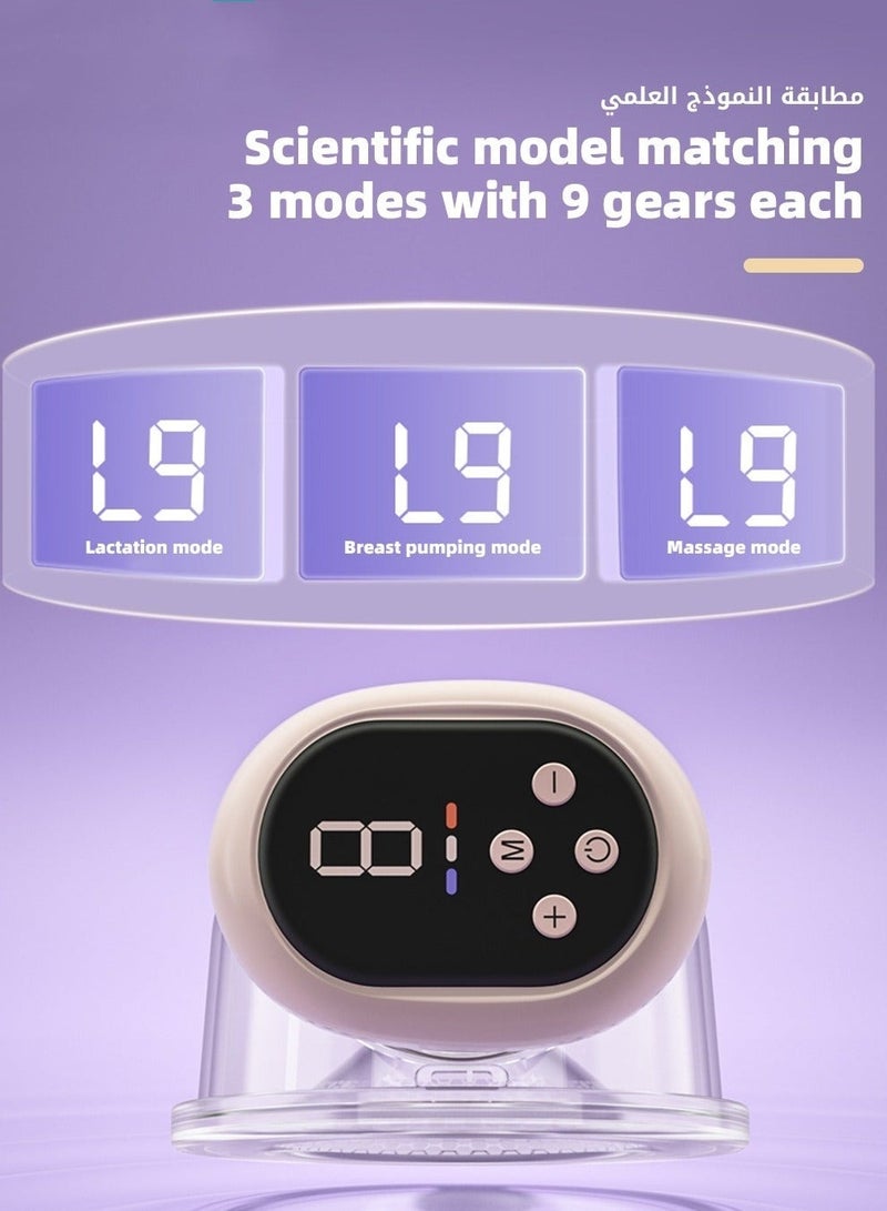 MIXDE Electric Wearable Hands-Free Breast Pump with 30 PCS Breastmilk Storage Bags, Low Noise & Painless, LCD Display, 3 Modes & 9 Levels - Image 4