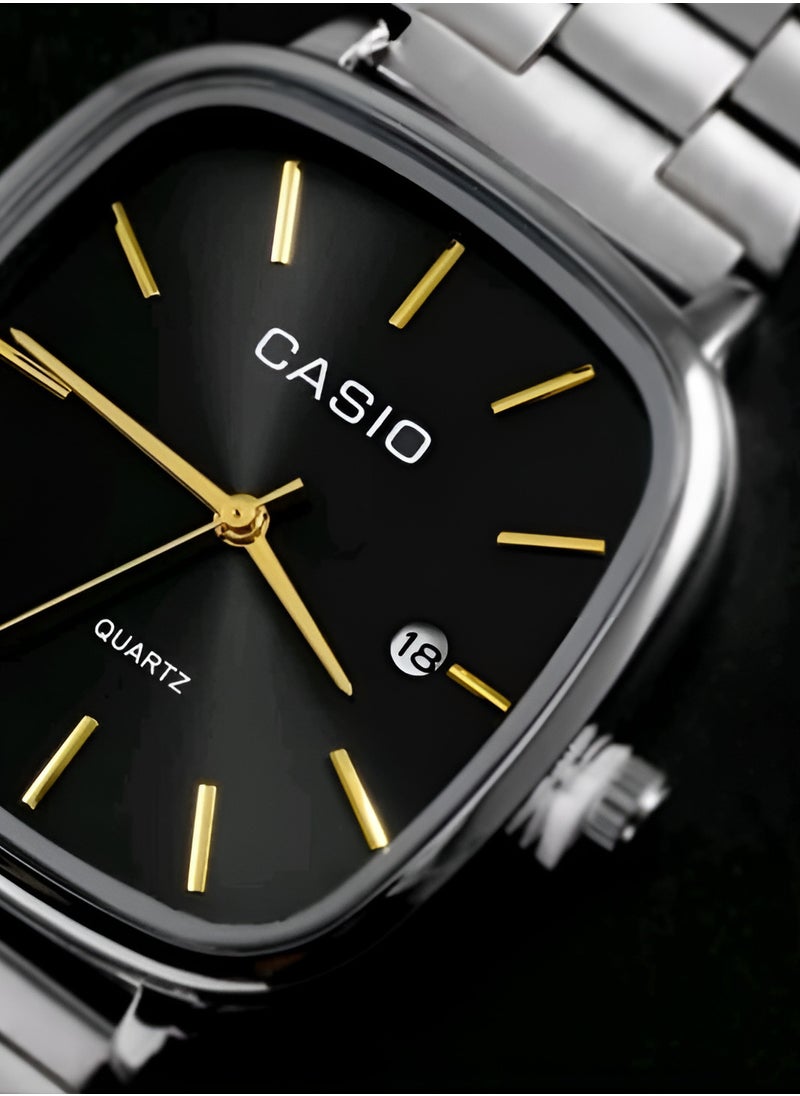 CASIO Casio Silver-Tone Quartz Watch with Black Dial  - Image 3