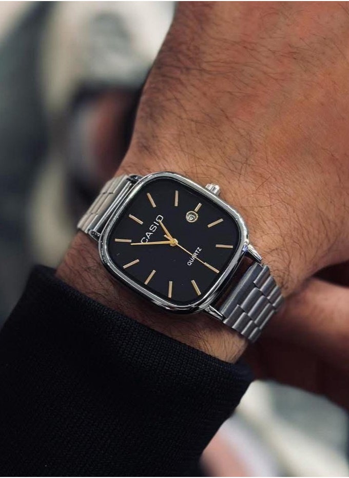 CASIO Casio Silver-Tone Quartz Watch with Black Dial  - Image 4