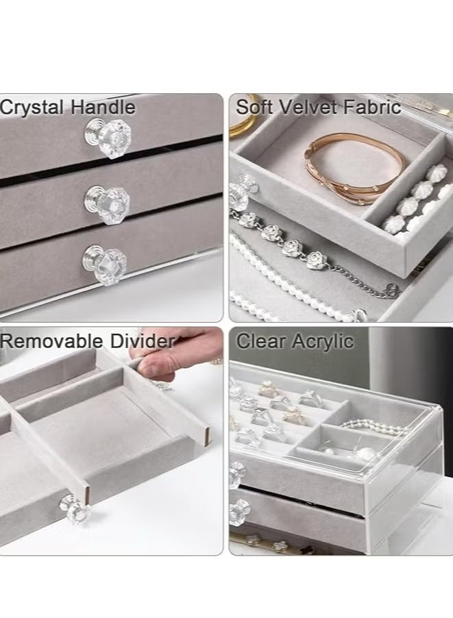 Shein Acrylic Jewelry Organizer Box, Jewelry, Makeup, Cosmetics Organizer for Women, 3-Tier Holder for Necklaces, Earrings, Bracelets, Rings, and Watches, Soft Velvet, Accessories Organizer, Velvet, 3-Tier Jewelry Box for Storing Earrings, Bracelets, Rings, Necklaces, and Watches, Large 3-Tier Jewelry Box Organizer, Velvet Jewelry Box, Jewelry Organizer with Lock, Jewelry Display Holder for Makeup Watches and Necklace, Accessories and Makeup Tray, Accessories and Makeup Brush Organizer, Gold and Silver Accessories Organizer - Image 2
