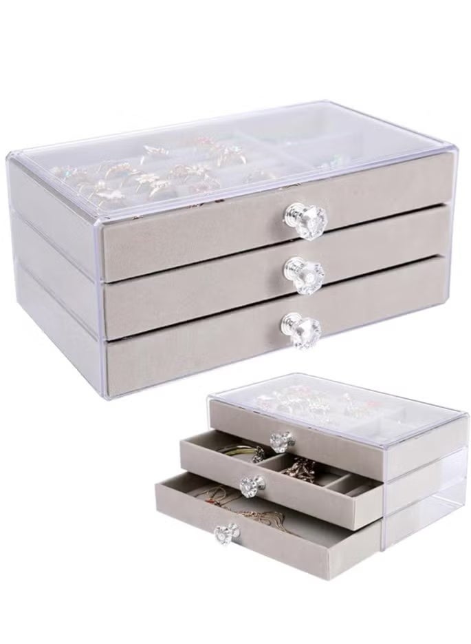 Shein Acrylic Jewelry Organizer Box, Jewelry, Makeup, Cosmetics Organizer for Women, 3-Tier Holder for Necklaces, Earrings, Bracelets, Rings, and Watches, Soft Velvet, Accessories Organizer, Velvet, 3-Tier Jewelry Box for Storing Earrings, Bracelets, Rings, Necklaces, and Watches, Large 3-Tier Jewelry Box Organizer, Velvet Jewelry Box, Jewelry Organizer with Lock, Jewelry Display Holder for Makeup Watches and Necklace, Accessories and Makeup Tray, Accessories and Makeup Brush Organizer, Gold and Silver Accessories Organizer - Image 4