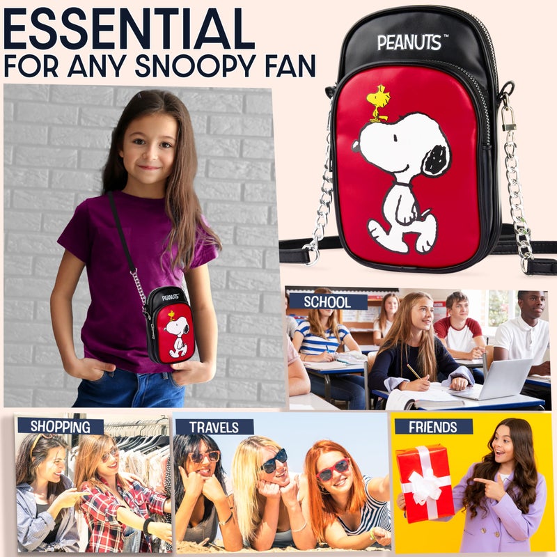 Get Trend Peanuts Snoopy Crossbody Phone Bag for Girls Small Shoulder Bag Mini Cell Purse with Adjustable Strap for School Cute Stuff Gifts for Girls (Multi Peanuts) - Image 2