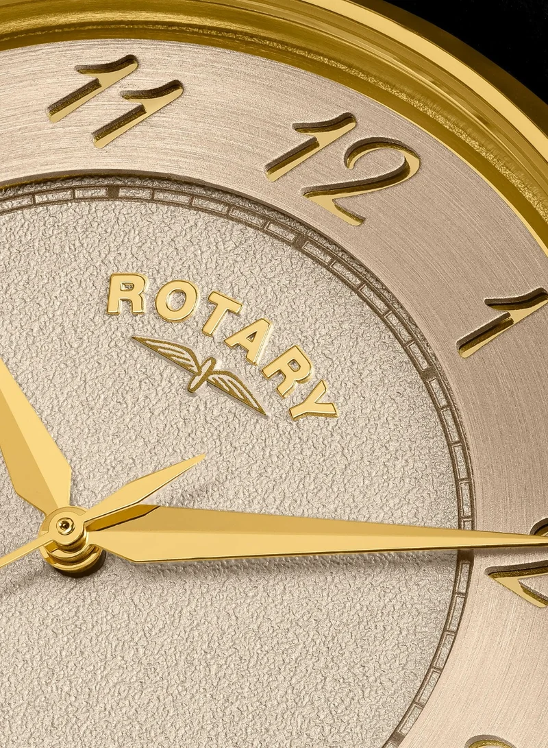 Rotary  Men's Heritage Analogue Watch, 39 mm, Champagne Dial, Black Leather Strap for Men | Best Price UAE