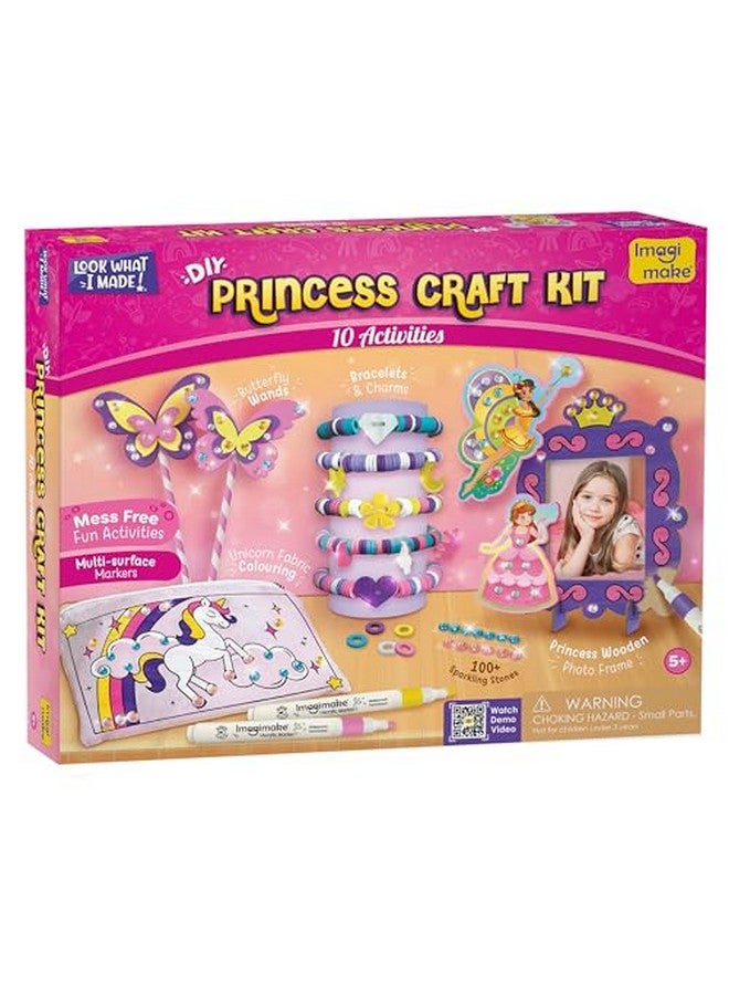 Imagimake Imagimake Princess Craft Kit | 10 Mess-Free Activities | DIY Flat Bead Bracelets, Unicorn Pouch, Butterfly Wands & Photo Frame | 400+ Craft Supplies | Birthday Gift for Girls | Art Kit for Kids 6-12  - Image 1