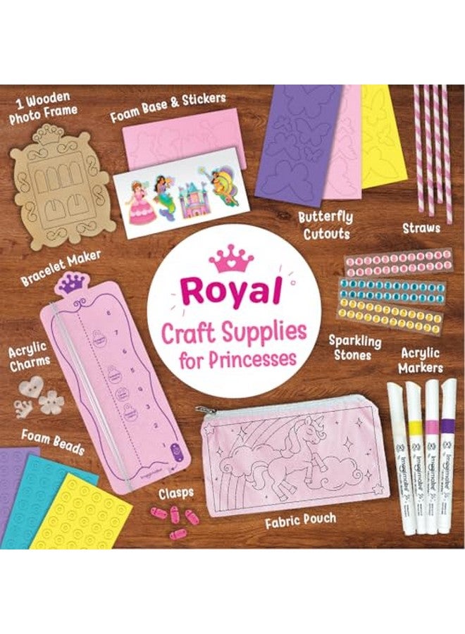 Imagimake Imagimake Princess Craft Kit | 10 Mess-Free Activities | DIY Flat Bead Bracelets, Unicorn Pouch, Butterfly Wands & Photo Frame | 400+ Craft Supplies | Birthday Gift for Girls | Art Kit for Kids 6-12  - Image 2