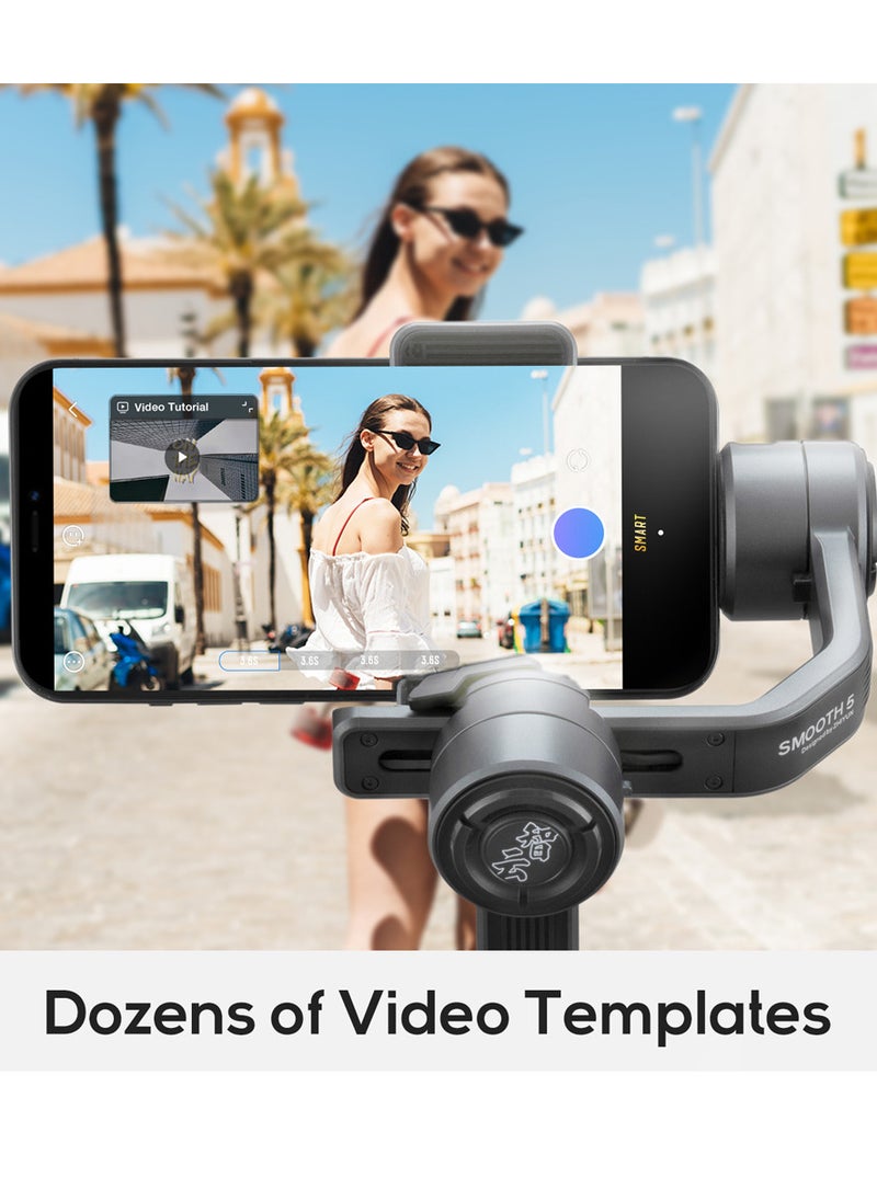 Zhiyun - Smooth 5 Handheld 3-Axis Smartphone Gimbal Stabilizer with Dolly Zoom Smart Tracking Timelapse Gesture Control AI Editing Tripod for Most Smartphones Live Stream Video Recording - Image 1