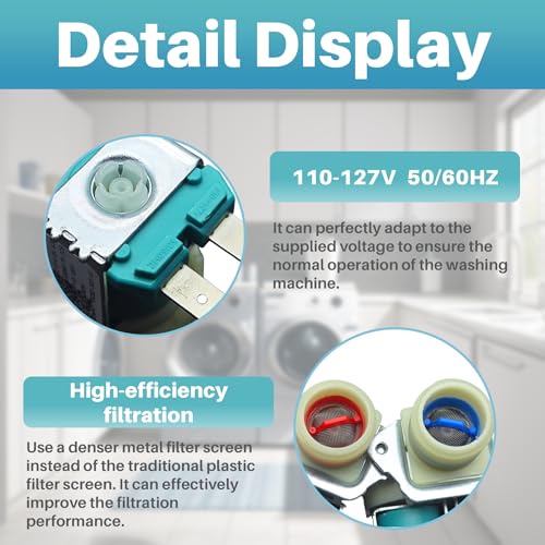 Idelen Washer Water Inlet Valve Fit for samsung kenmore WF42H5000AW WF45B6300AC WF45R6100AW WF45B6300AC/US WF45R6100AC/US WF42H5000AW/A2 WF45R6300AV/US WF42H5200AP/A2 WF42H5200AF/A2 WF42H5200AW/A2 - Image 5