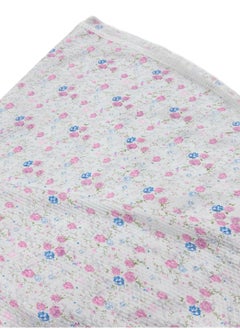 City Rose Islamic Womens Pray khimar 2 Pieces Sets Cotton Dress Hijab Abaya Suit White With Pink and Blue Flowers  - Image 2