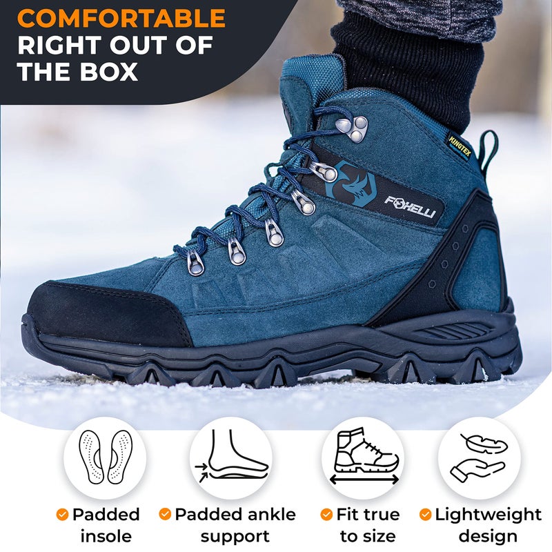 Foxelli Menâ€™s Hiking Boots â€“ Waterproof Breathable & Lightweight Suede Leather Hiking Boots for Men - Image 2