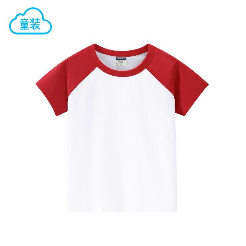 Manufacturer Kidsren'S T-Shirt 200G Pure Cotton Raglan Round Neck Short-Sleeved T-Shirt Student Printed Diy Activity Clothing - Image 1
