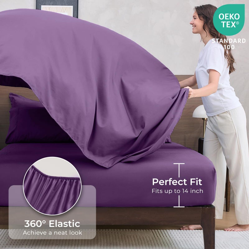 HEVUMYI Grape Purple Queen Comforter Set - 7-Piece All Season Bed in a Bag Queen, Ultra Soft Bedding Set with Comforter, Flat Sheet, Fitted Sheet, Pillowcases, Pillow Shams - Image 5