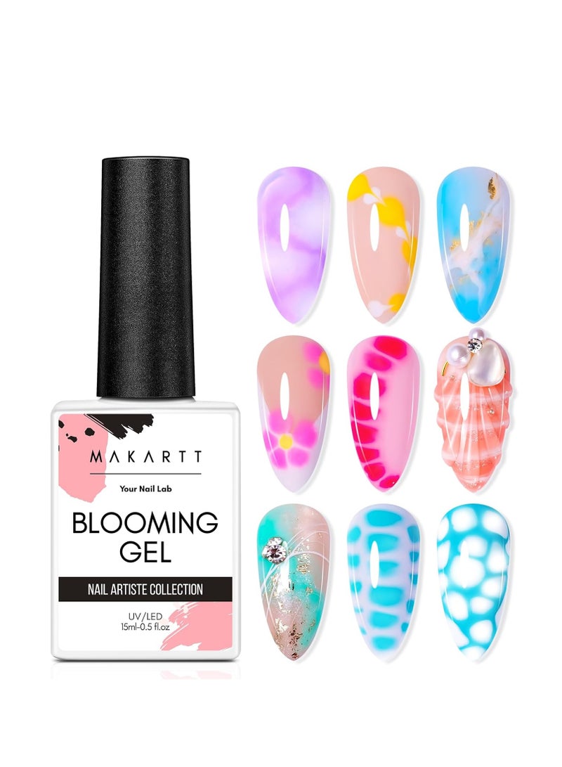 ماكارت طلاء أظافر جل شفاف مزهر 15 مل قابل للغسل بالأشعة فوق البنفسجية LED طلاء أظافر جل مزهر لتزيين الأظافر طلاء أظافر تأثير مزهر للاستخدام في الصالون - Image 1