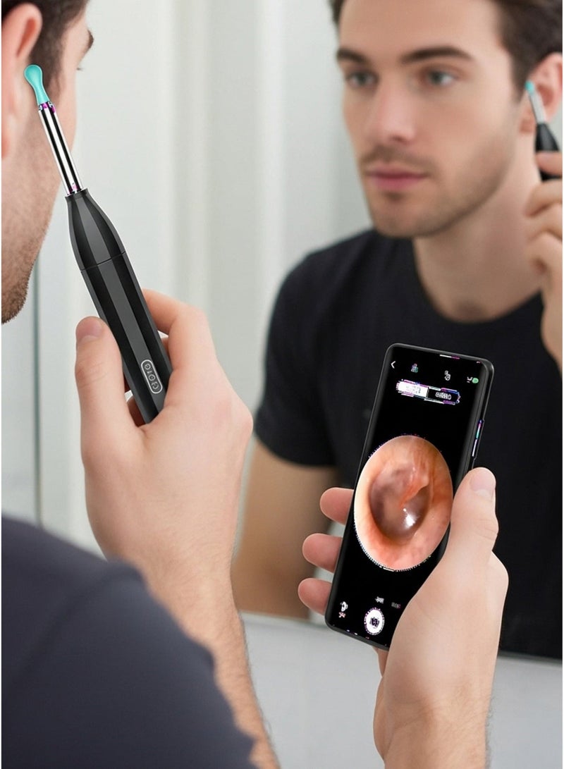 P2 Smart Visual Ear Wax Remover, HD Camera Ear Cleaner with WiFi, Silicone Ear Picking Tool, Type-C Rechargeable, Black - Image 1