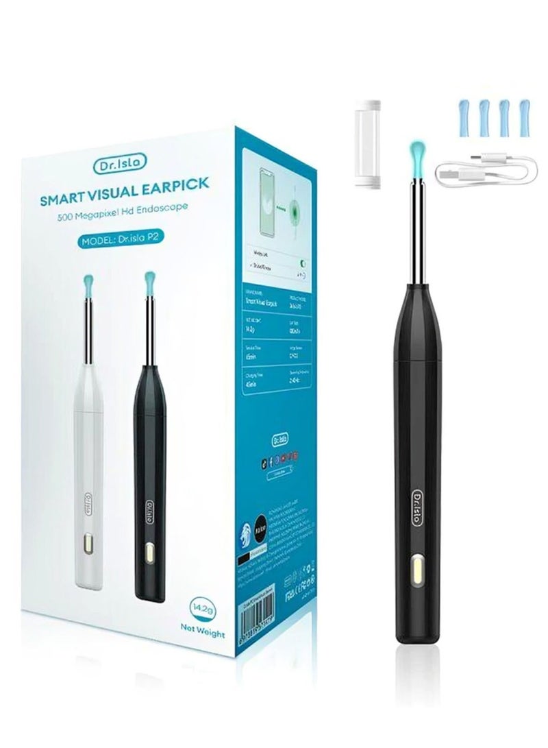 P2 Smart Visual Ear Wax Remover, HD Camera Ear Cleaner with WiFi, Silicone Ear Picking Tool, Type-C Rechargeable, Black - Image 3