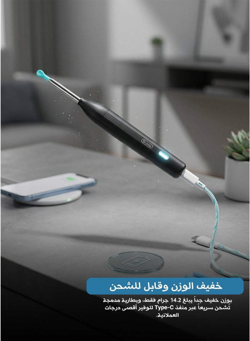 P2 Smart Visual Ear Wax Remover, HD Camera Ear Cleaner with WiFi, Silicone Ear Picking Tool, Type-C Rechargeable, Black - Image 4