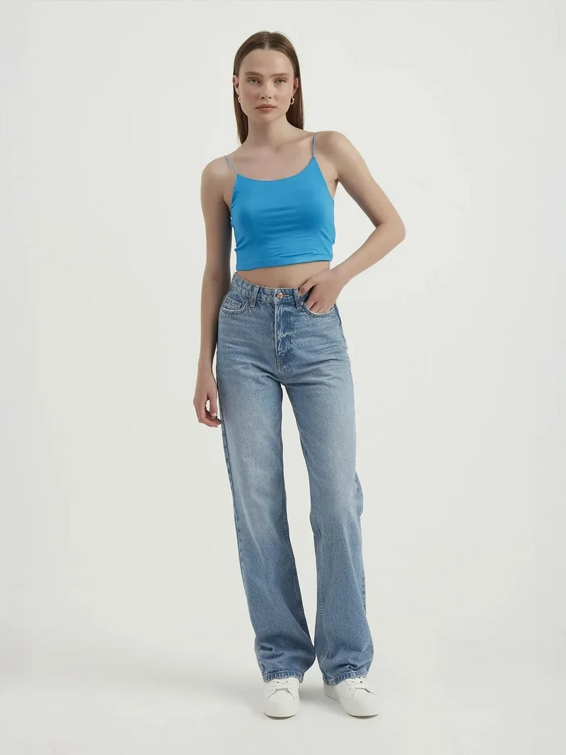 HICCUP Spaghetti Strap Basic Cropped Cami Top