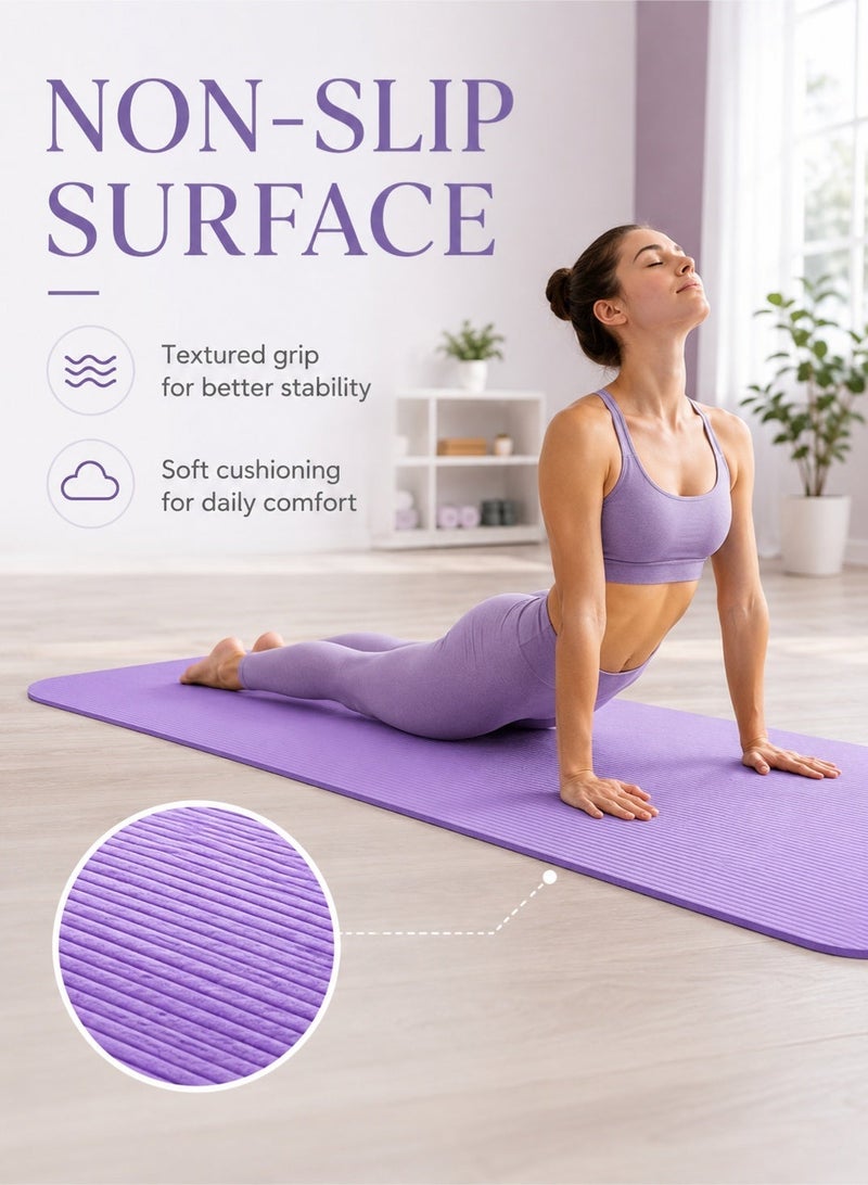 Leoxol Yoga Mat 60cm Wide | Non Slip Exercise Mat | Soft Cushioned Pilates Mat | Lightweight Workout Mat With Carry Strap For Stretching Home Gym - Image 2