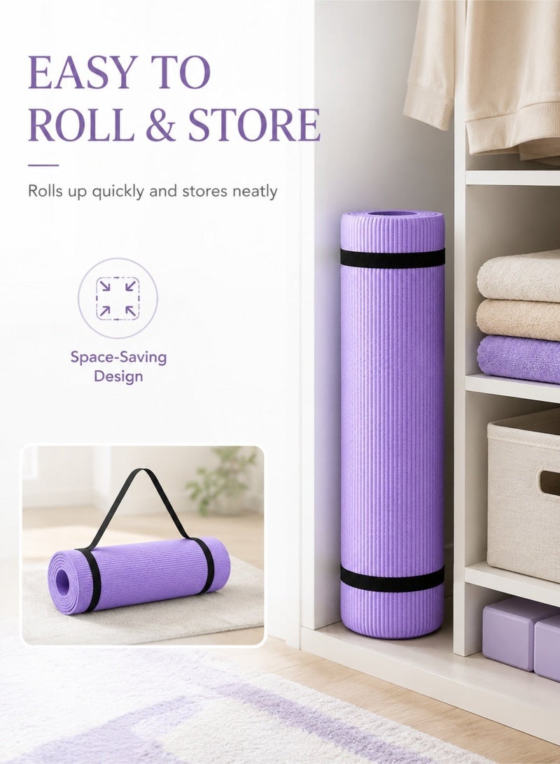 Leoxol Yoga Mat 60cm Wide | Non Slip Exercise Mat | Soft Cushioned Pilates Mat | Lightweight Workout Mat With Carry Strap For Stretching Home Gym - Image 3