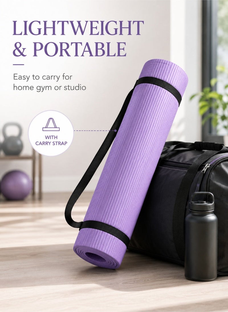 Leoxol Yoga Mat 60cm Wide | Non Slip Exercise Mat | Soft Cushioned Pilates Mat | Lightweight Workout Mat With Carry Strap For Stretching Home Gym - Image 4