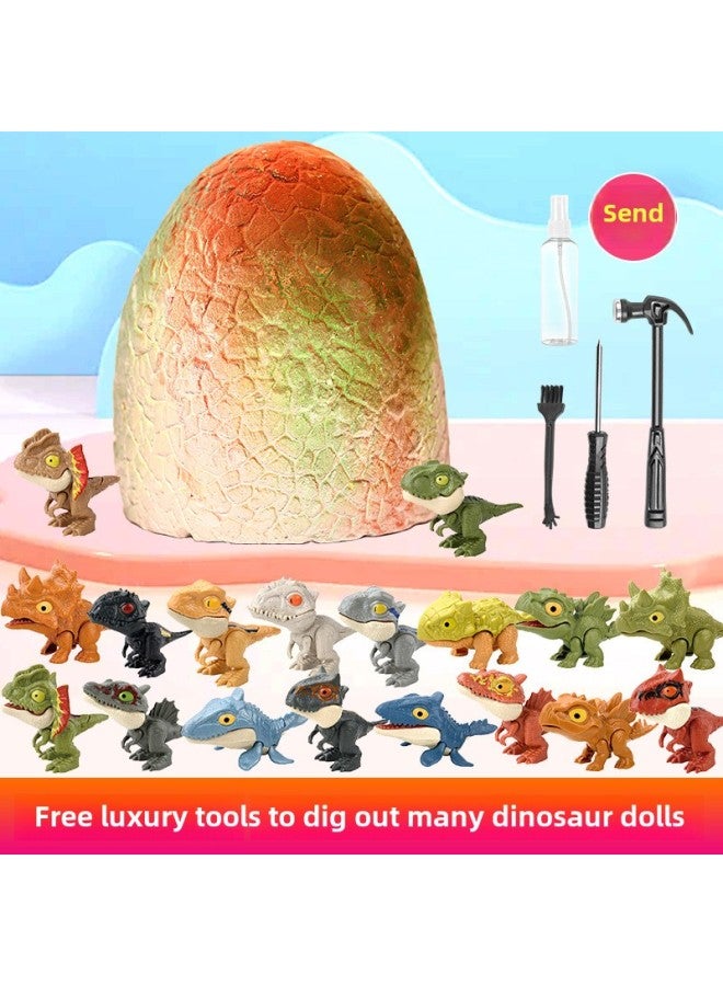 Bite Dinosaur Fossil Archaeological Toy Blind Box Hitting Gem Digging Treasure One Piece Of Hair Children Hitting Gypsum-Color:【mini World Girl Group】 + 4-piece Excavation Tool Set - Image 5