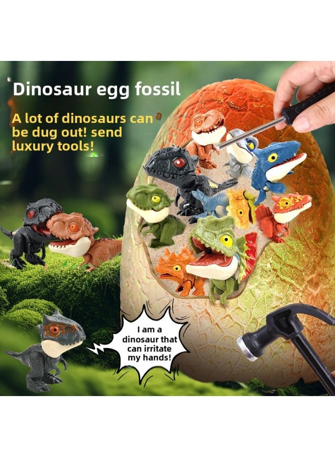 Bite Dinosaur Fossil Archaeological Toy Blind Box Hitting Gem Digging Treasure One Piece Of Hair Children Hitting Gypsum-Color:【mini World Girl Group】 + 4-piece Excavation Tool Set - Image 3