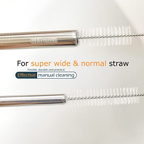 GFDesign Drinking Straw Cleaning Brushes Set 17" Extra Long 1/2" Extra Wide Pipe Tube Cleaner Nylon Bristles Stainless Steel Handle - 17" x 1/2" (12 mm) - Set of 4 - Image 4