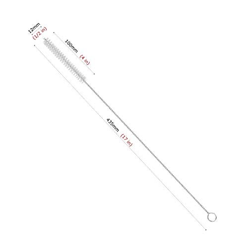 GFDesign Drinking Straw Cleaning Brushes Set 17" Extra Long 1/2" Extra Wide Pipe Tube Cleaner Nylon Bristles Stainless Steel Handle - 17" x 1/2" (12 mm) - Set of 4 - Image 2