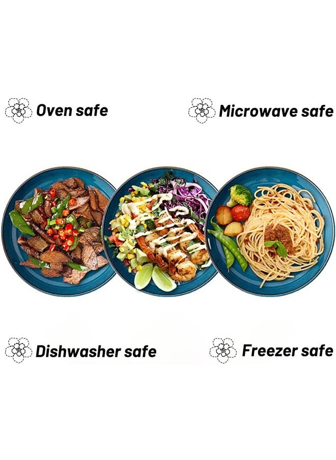 LENND 2 Pcs Pasta Bowls, 1000ml Large Pasta Plates, 21cm Deep Porcelain Plates Set, Blue Round Premium Bowls Plates Set for Pasta, Salad, Soup, Fruit  - Image 4