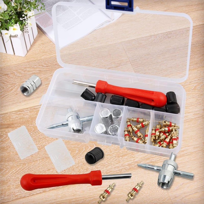 Lanjue Tyre Valve Repair Kit, Schrader Valve Tool Valve Core Remover Tool for Car Bicycle Auto - Image 2