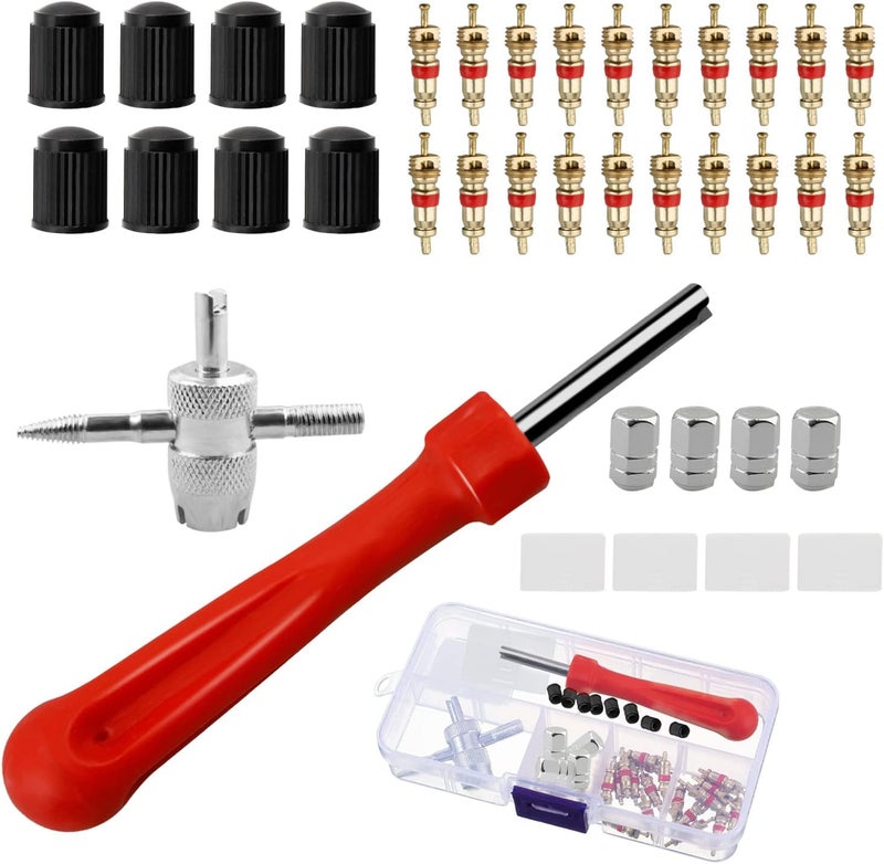 Lanjue Tyre Valve Repair Kit, Schrader Valve Tool Valve Core Remover Tool for Car Bicycle Auto - Image 1