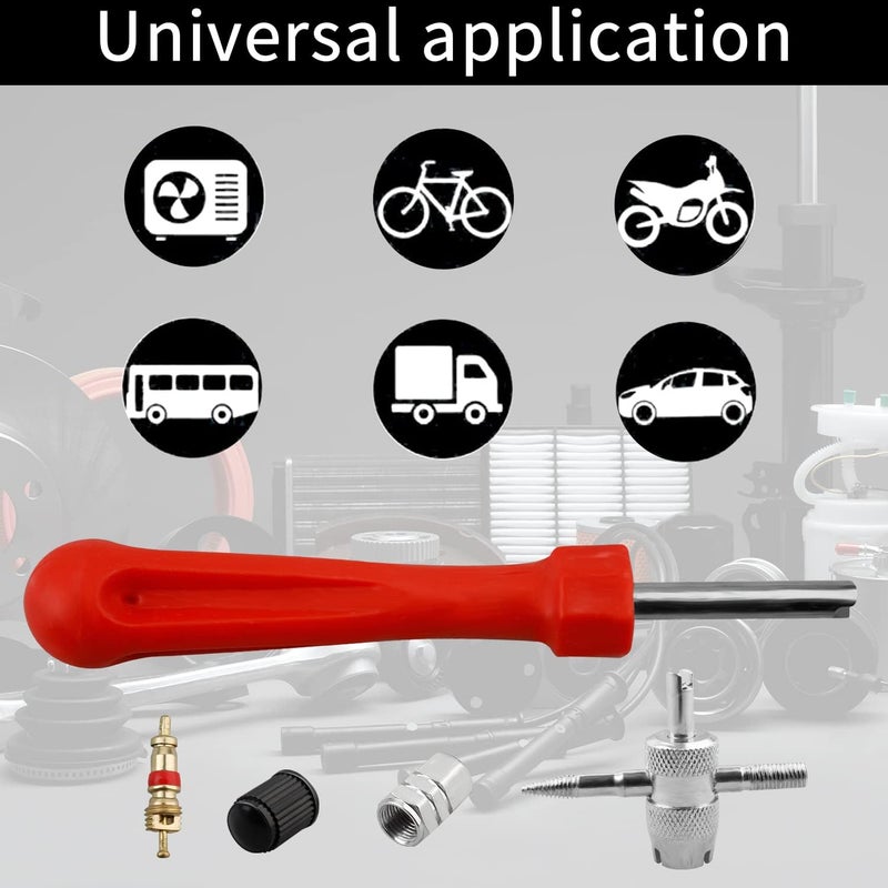 Lanjue Tyre Valve Repair Kit, Schrader Valve Tool Valve Core Remover Tool for Car Bicycle Auto - Image 4