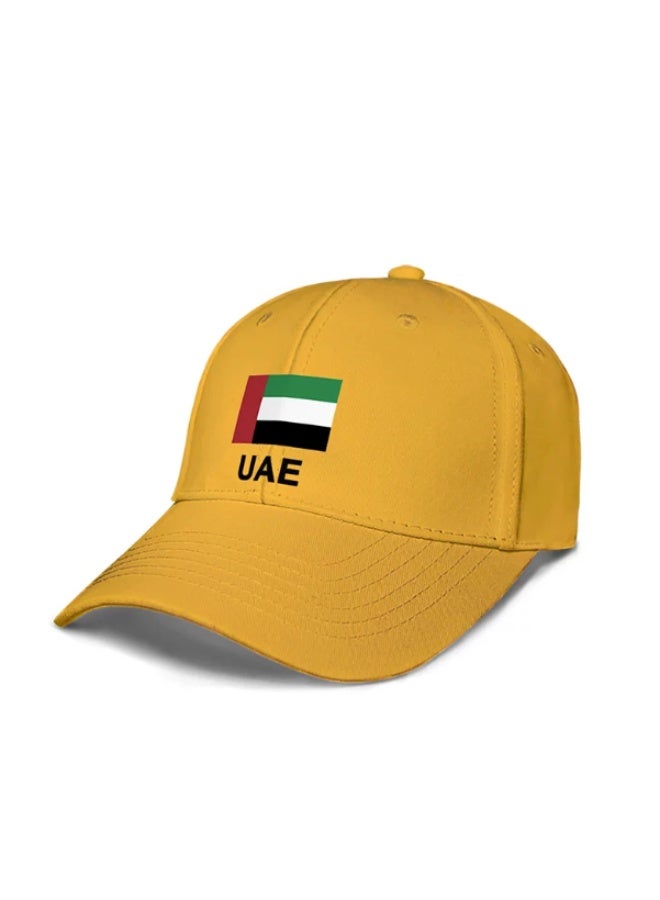 قبعة بيسبول للجنسين، صفراء، بتصميم علم الإمارات، للحماية من الشمس - Image 1