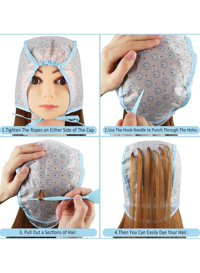 SYOSI Disposable Hair Coloring Cap, Professional Hair Coloring Cap with Plastic Hook Needles for Hair Coloring Salon Disposable Hairdressing Dyeing Staining Tools for Women Men (15Pcs) - Image 3