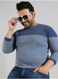 Instafab Plus Men's Blue Colourblocked Regular Fit  Casual T-Shirt  - Image 1
