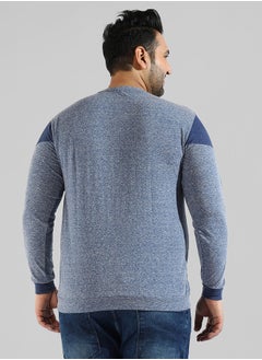 Instafab Plus Men's Blue Colourblocked Regular Fit  Casual T-Shirt  - Image 3