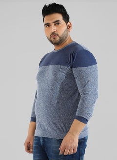 Instafab Plus Men's Blue Colourblocked Regular Fit  Casual T-Shirt  - Image 2