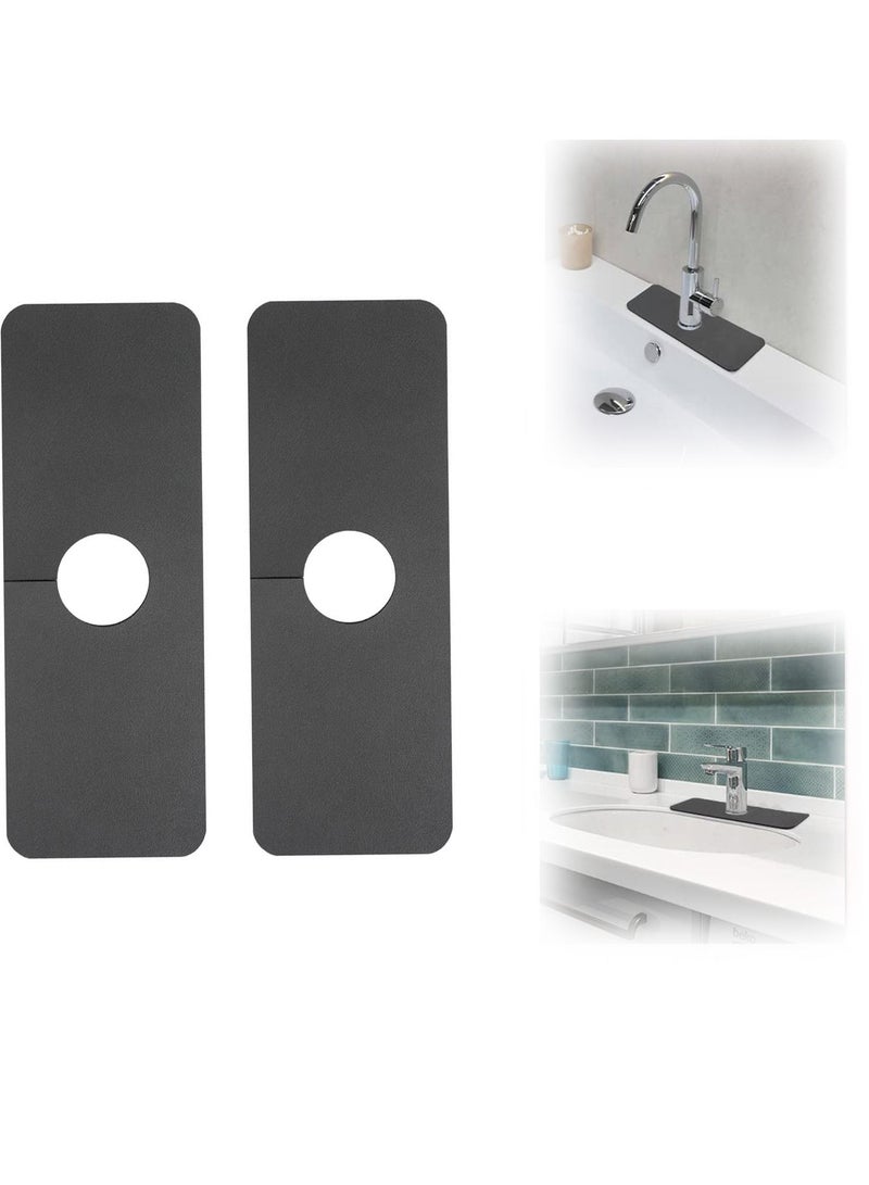 كابتن تيك Faucet Absorbent Mat, 2 Piece Sink Mat No Watermark Quick Dry Pad Splash Guard for Sink Faucet Dripper for Kitchen, Bathroom, Farmhouse and RV (5.4" x 15") - Image 1